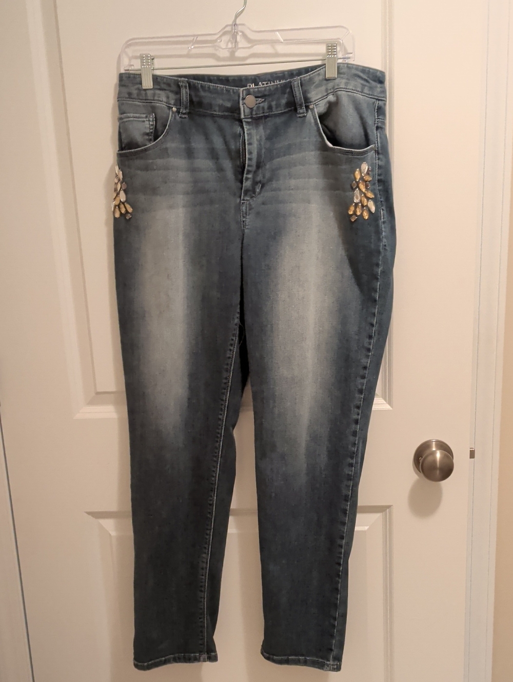 Women’s Chico's Slim Fit Blue Jeans with Embellished Pockets